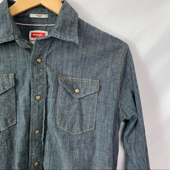 Wrangler Indigo Men’s Denim Pearl Snap Sz Medium - Picture 3 of 14